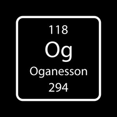 Oganesson symbol. Chemical element of the periodic table. Vector illustration.