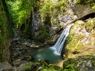 Eventai waterfall in Galbena canyon, Transylvania, Romania, Western Carpathian mountains, Apuseni national park	