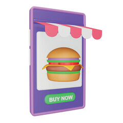 Order food 3d rendering isometric icon.