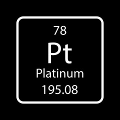 Platinum symbol. Chemical element of the periodic table. Vector illustration.