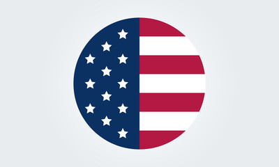 American flag in circle Simple vector illustration sign, US icon