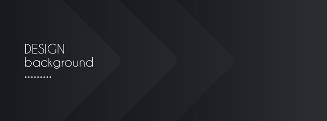 Black abstract vector long banner. Minimal background with arrows and copy space for text. Facebook cover, social media header, web banner