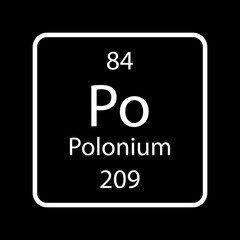 Polonium symbol. Chemical element of the periodic table. Vector illustration.