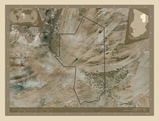 Ennedi Ouest, Chad. High-res satellite. Labelled points of cities