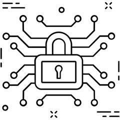 Digital Lock Line Vector Icon