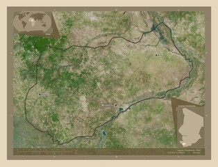 Logone Occidental, Chad. High-res satellite. Labelled points of cities