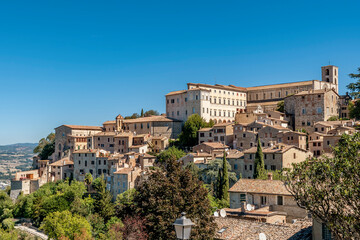 Fototapeta na wymiar Panoramic view of Todi, Perugia, Italy, on a sunny day