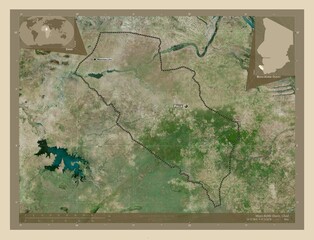 Mayo-Kebbi Ouest, Chad. High-res satellite. Labelled points of cities