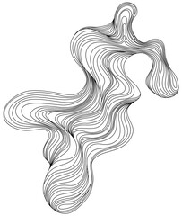 Astract shape. Hand drawn png illustration. Ink painting style composition