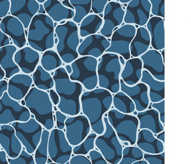 Abstract Shining Water. Surface Seamless Pattern. Vector Sea Ripple. Dark Blue Waves Background.