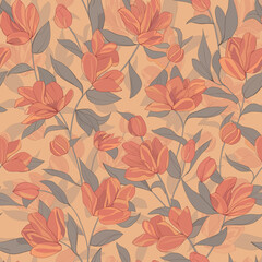 Seamless repeating pattern of tulips
