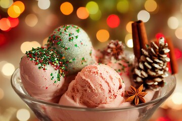 Fototapeta na wymiar The ice cream of your dreams, christmas spices. Digital art - more tasty than the real thing - If that's even possible