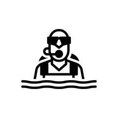 Black solid icon for scuba