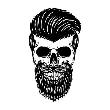 Bearded skull vector illustration