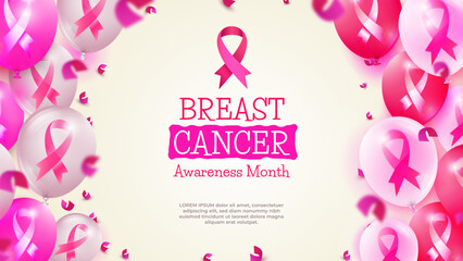 Breast Cancer Awareness Month in Balloons Frame Background