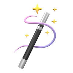 magic wand stick and stars 3D