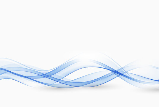 Abstract blue and white wave background. A flow of transparent blue lines in a wave-shaped figure.