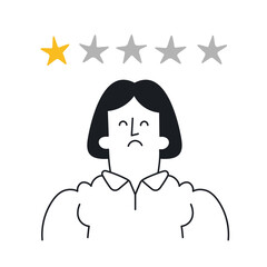 Customer feedback, negative review. Outline, linear, thin line, doodle art. Simple style with editable stroke.Web