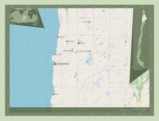 Antofagasta, Chile. OSM. Labelled points of cities
