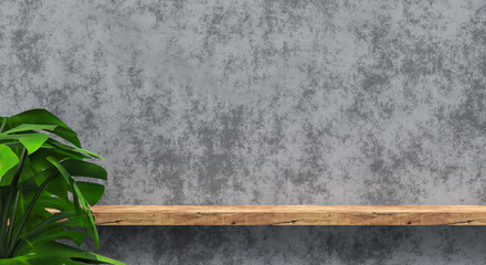 3d podium with shadow and texture wall for product presentation. 3D rendering.