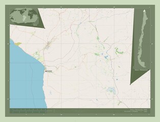 Arica y Parinacota, Chile. OSM. Labelled points of cities