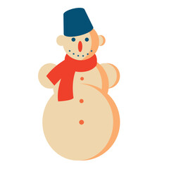 Retro vintage Christmas snowman. Vector illustration