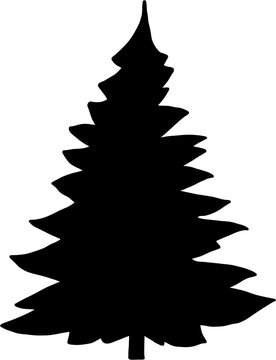 simplicity pine tree silhouette freehand drawing.