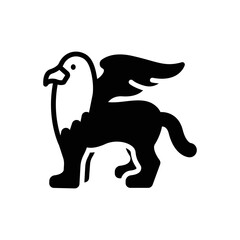 Black solid icon for griffin