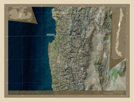 Coquimbo, Chile. High-res satellite. Labelled points of cities