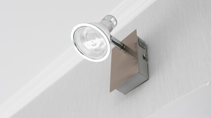 Modern LED wall lamp, close-up. White lamp for lighting.