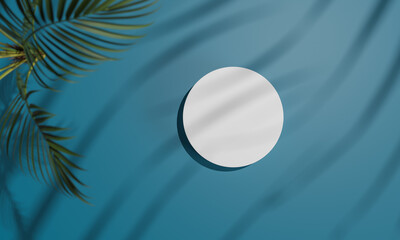 Topview with colorful background snd tree stand or podium on advertising display with blank backdrops. 3D rendering.