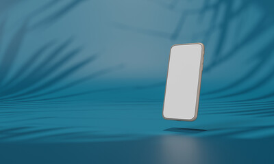 Screen Mock up with shadow color wall background,copy space. 3D rendering.