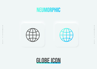 Globe trendy neumorphic icon in solid and gradient color