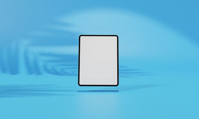 Screen Mock up with shadow color wall background,copy space. 3D rendering.