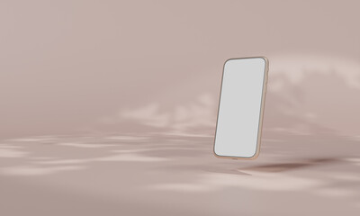 Screen Mock up with shadow color wall background,copy space. 3D rendering.