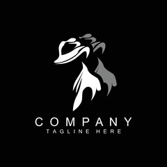 Detective Man Logo Design, Mafia Detective Fashion Tuxedo And Hat Illustration Vector, BlackMan Businesman Icon