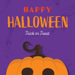 Concept of Halloween card with creepy pumpkin. Vector illustration