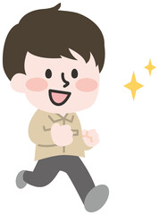 小走りする作業員の男性