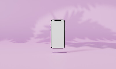 Screen Mock up with shadow color wall background,copy space. 3D rendering.