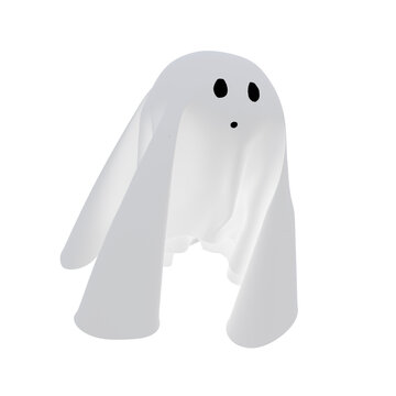 white ghost face, 3d rendering