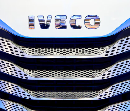 Iveco lettering on the front of a truck, front view, Hannover, Germany, September 24, 2022