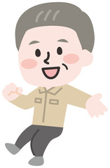 座る男性作業員のイラスト
