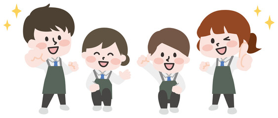 エプロンをつけた人物のイラスト