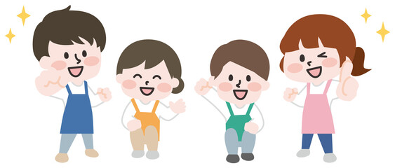 エプロンをつけた人物のイラスト