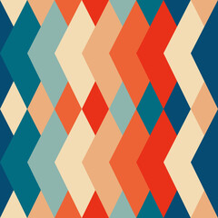 Seamless Vintage pattern with triangles in the style of the 70s and 60s. Vector illustration