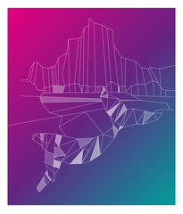 Geometric design_whale on iceberg landscape