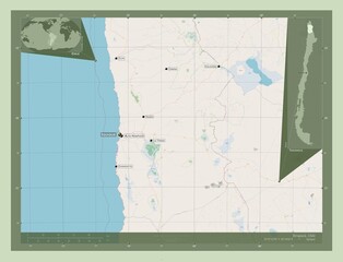 Tarapaca, Chile. OSM. Labelled points of cities