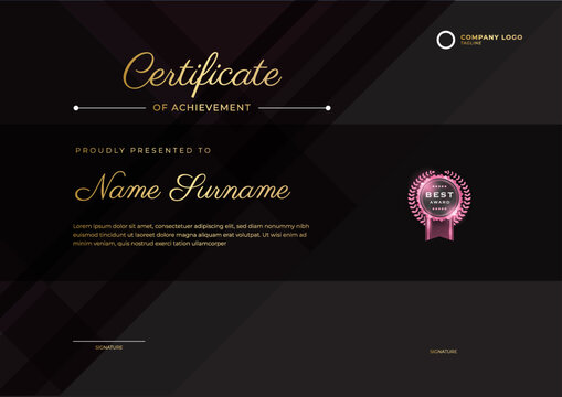 Black an pink certificate template with luxury pattern,diploma,Vector illustration and vector Luxury premium badges design,Set of retro vintage badges and labels.