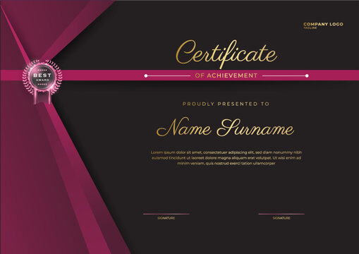 Black an pink certificate template with luxury pattern,diploma,Vector illustration and vector Luxury premium badges design,Set of retro vintage badges and labels.