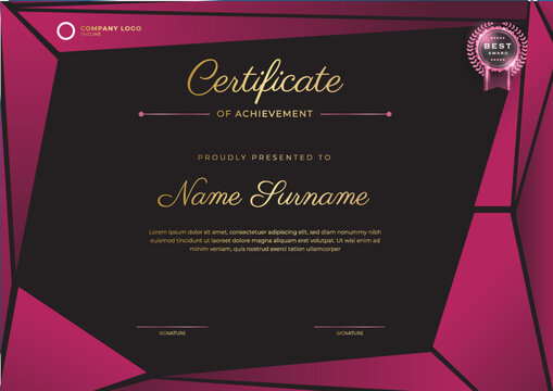 Black an pink certificate template with luxury pattern,diploma,Vector illustration and vector Luxury premium badges design,Set of retro vintage badges and labels.
